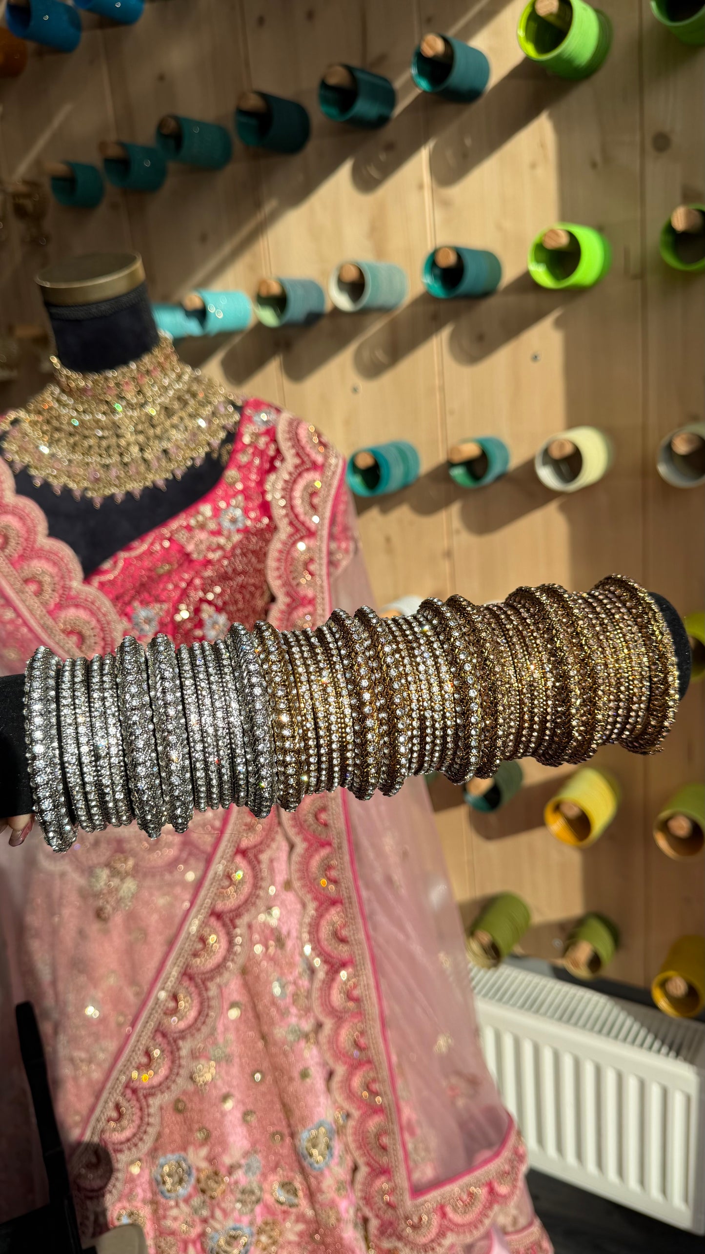Crystal Bangle Set – Indiase Armbanden Set van 3 (Goud, Zilver of Mix)
