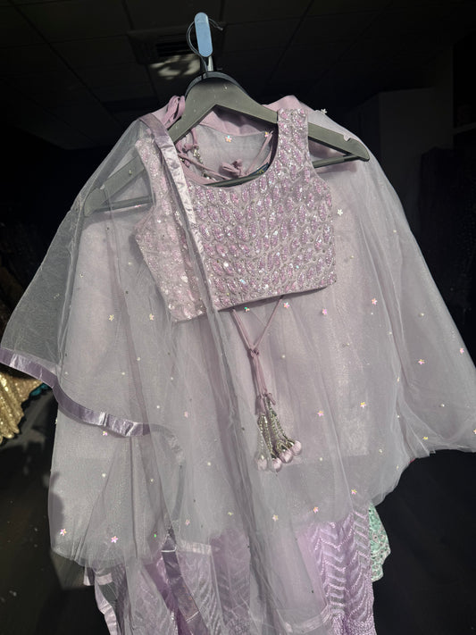Lichtpaarse Lehenga met Steentjes