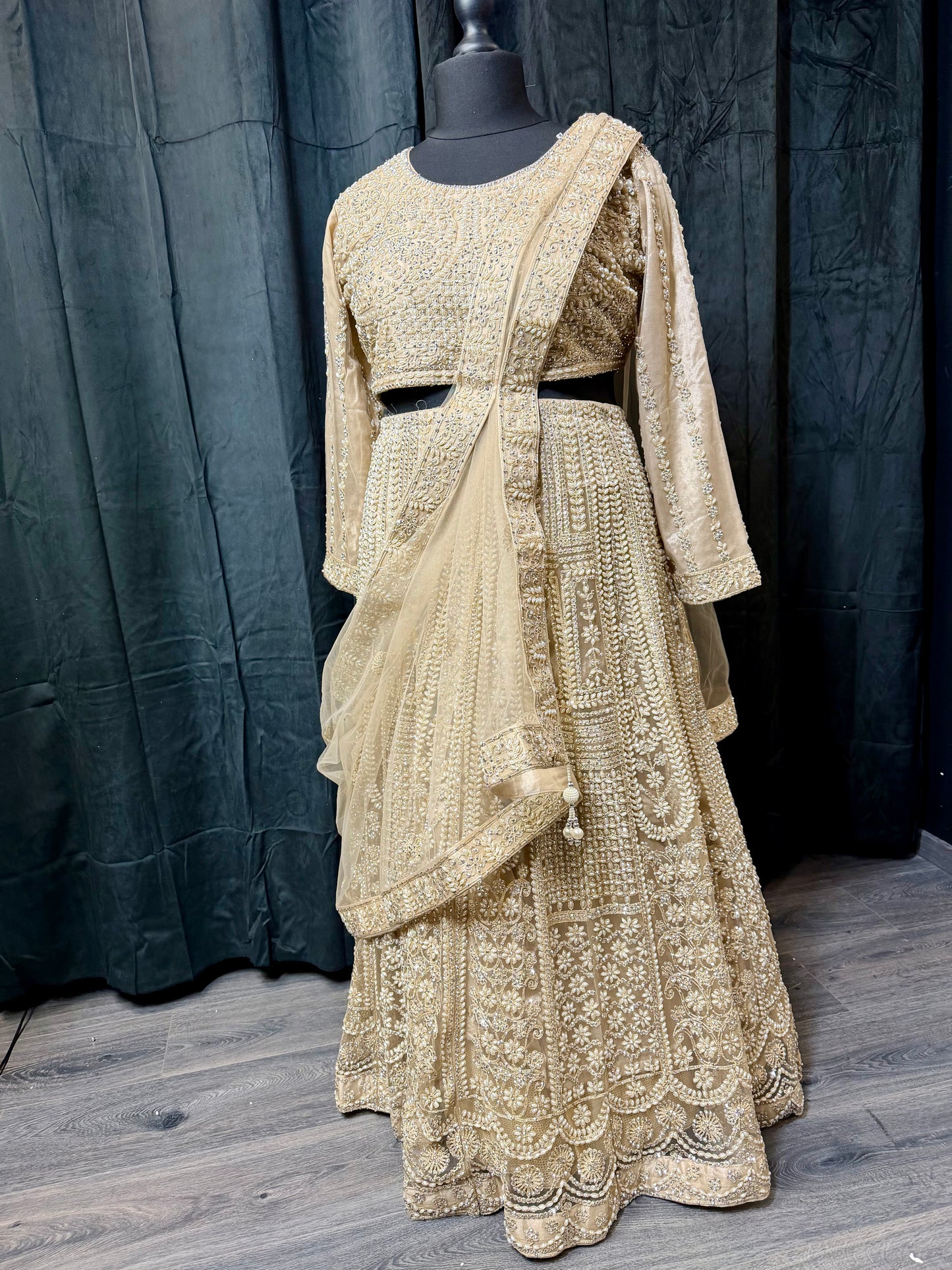 Luxury Lehenga Set plus size– Aqua & Champagne Indiase feestjurk