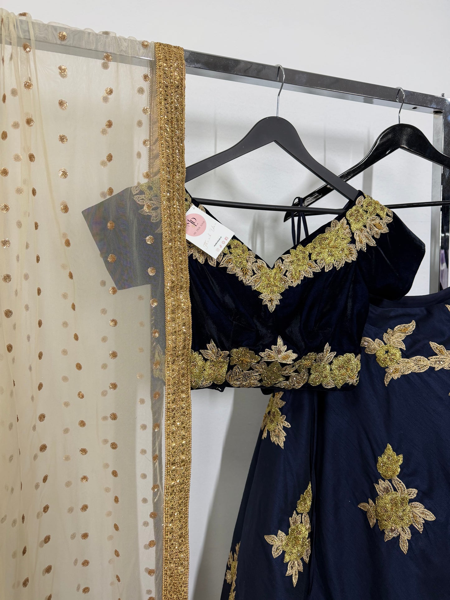 Midnight Blue Lehenga – Navy & Gold Royal Look