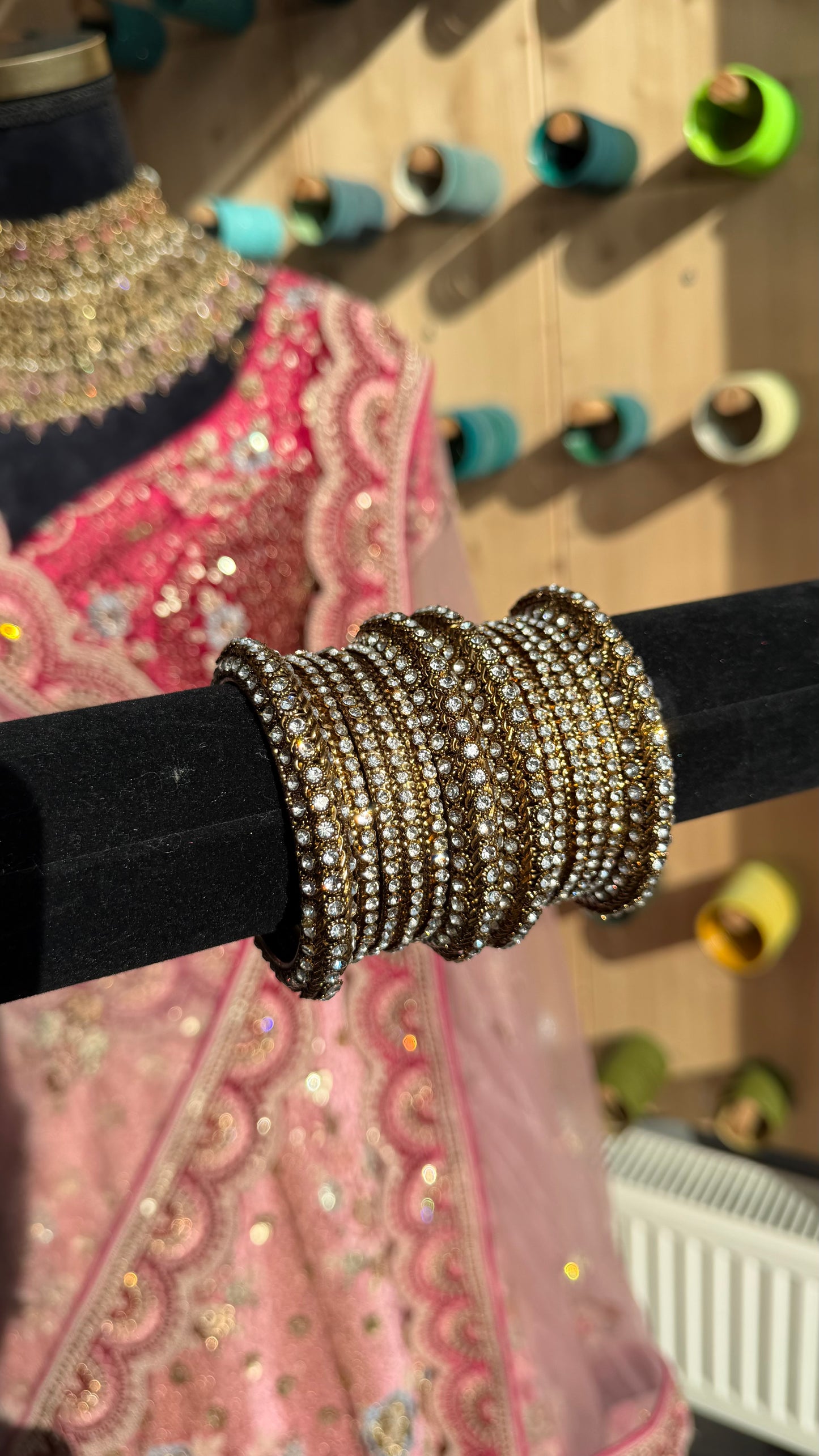 Crystal Bangle Set – Indiase Armbanden Set van 3 (Goud, Zilver of Mix)
