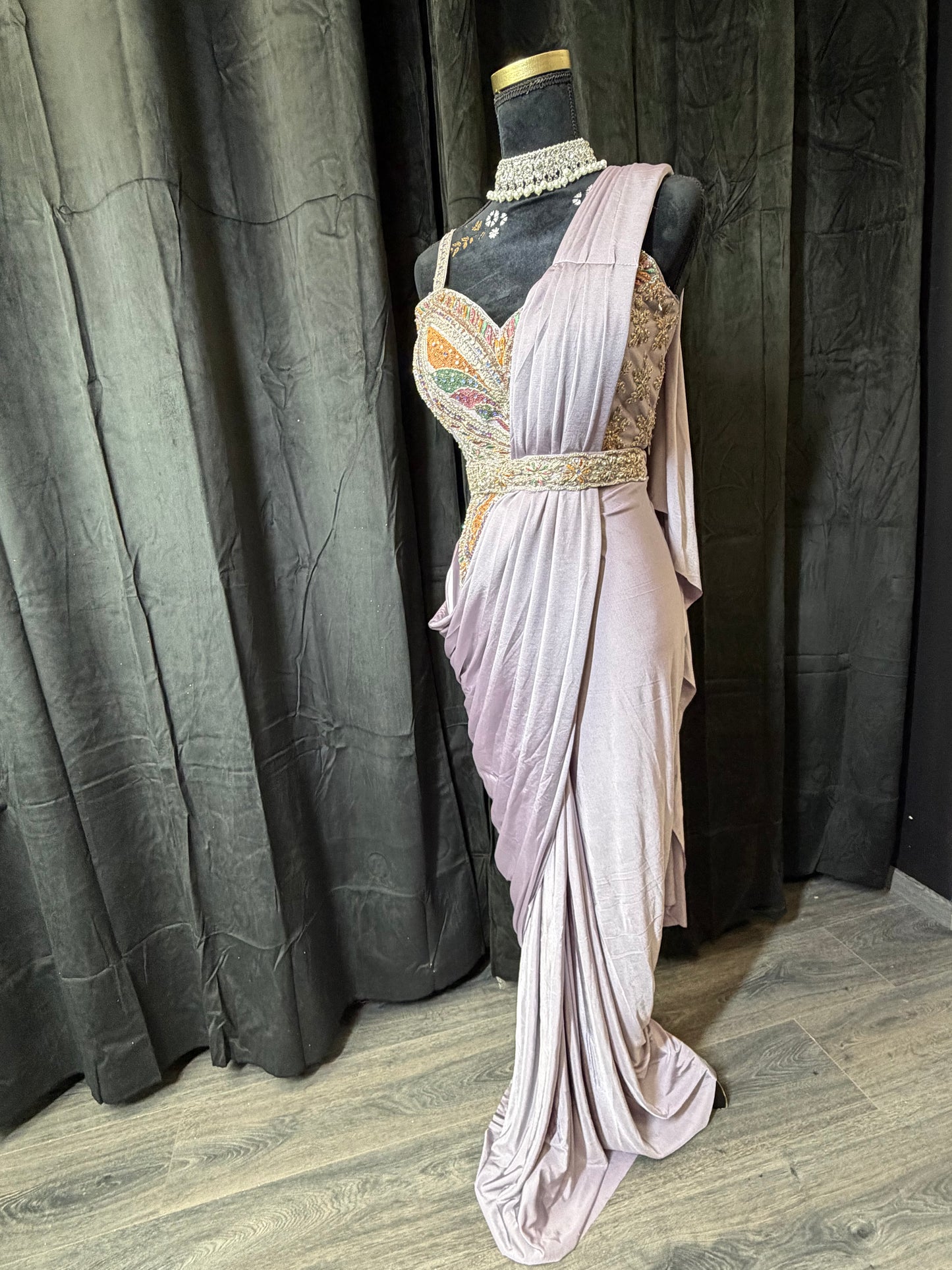 Pre-Stitched Saree Gown – Soft Pastels