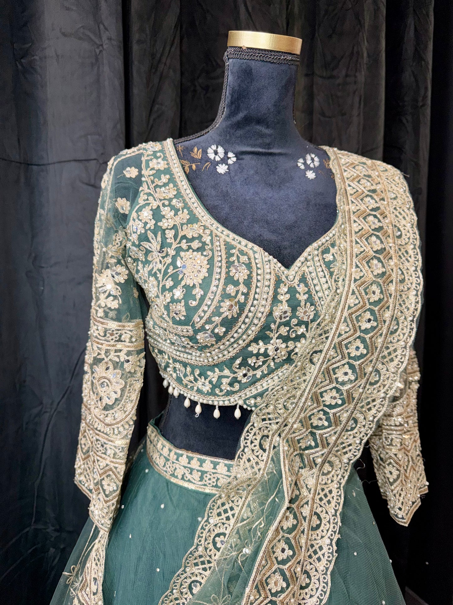 Sage Green Net Lehenga