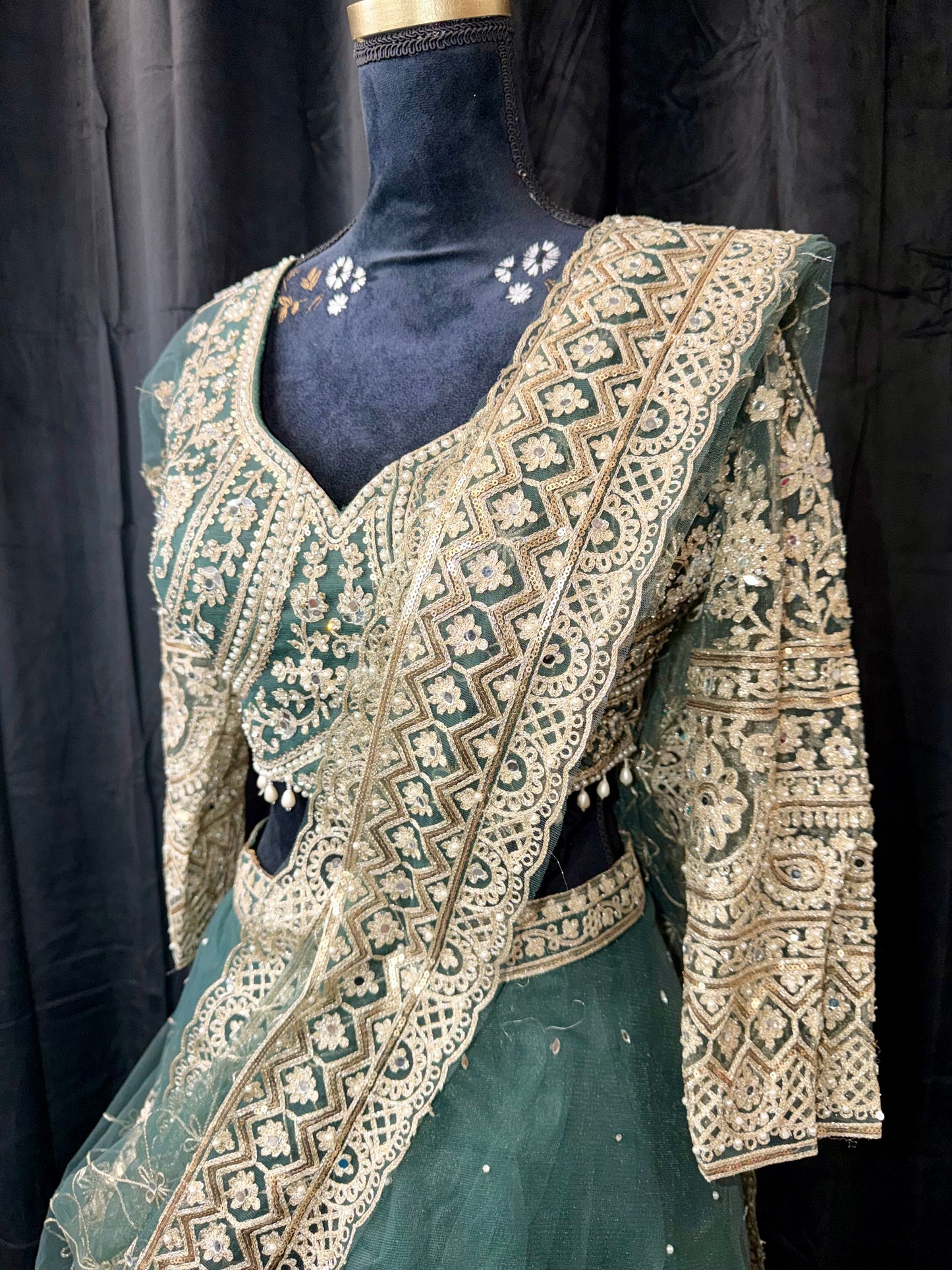 Sage Green Net Lehenga