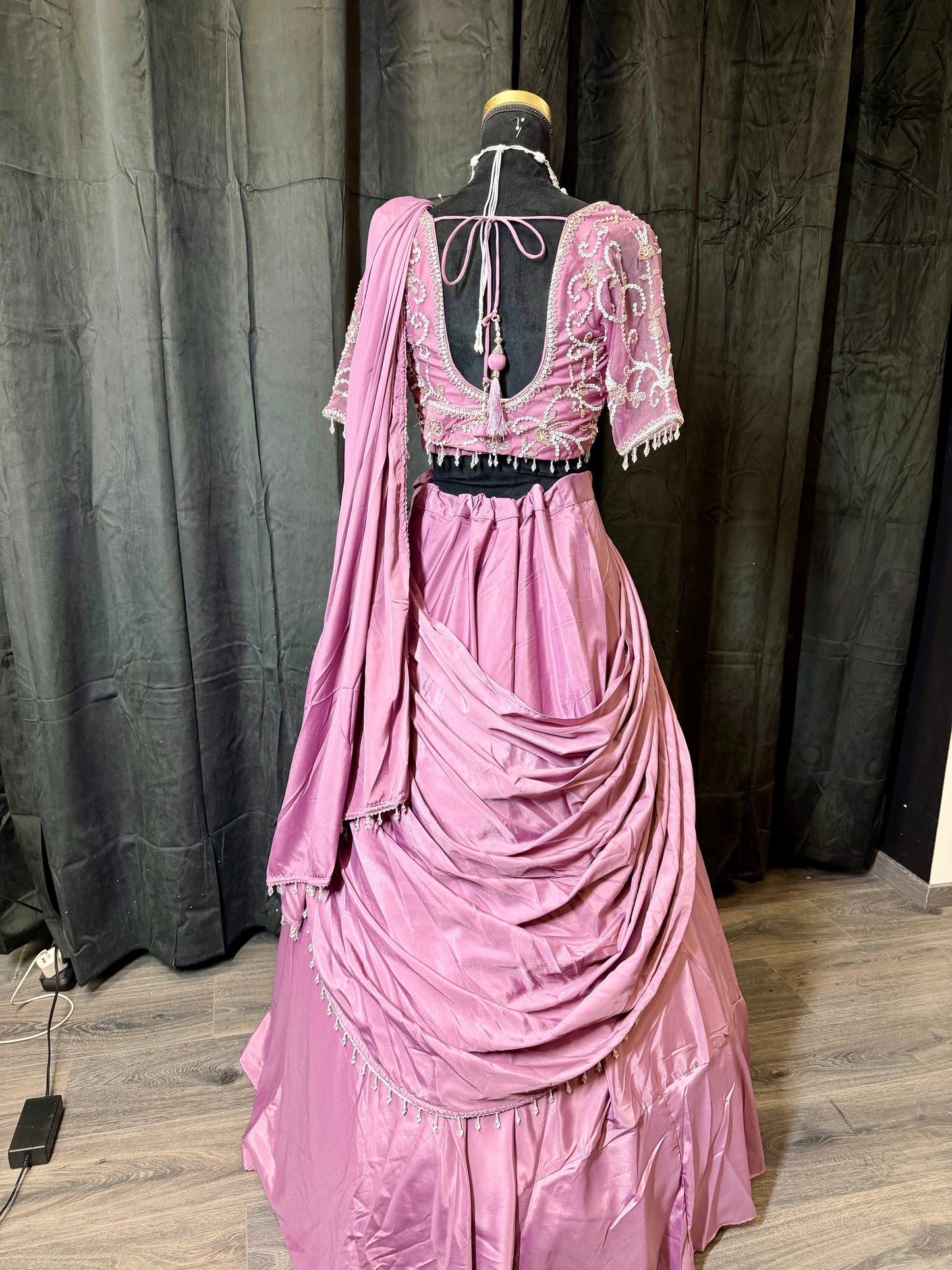 Pastel Lilac Drape Lehenga – Indiase Feestjurk