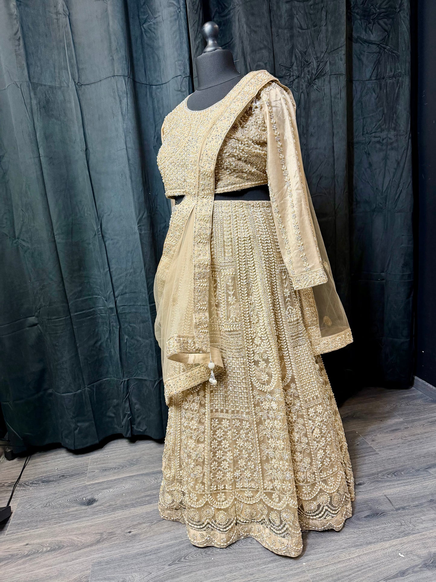 Luxury Lehenga Set plus size– Aqua & Champagne Indiase feestjurk