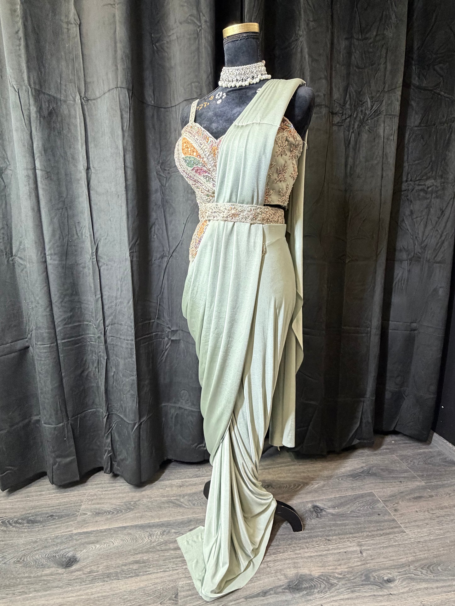 Pre-Stitched Saree Gown – Soft Pastels