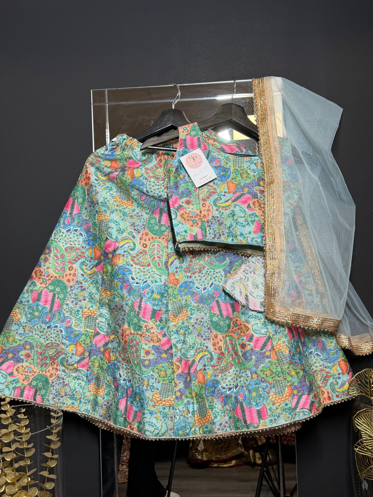 Multicolor print lehenga set