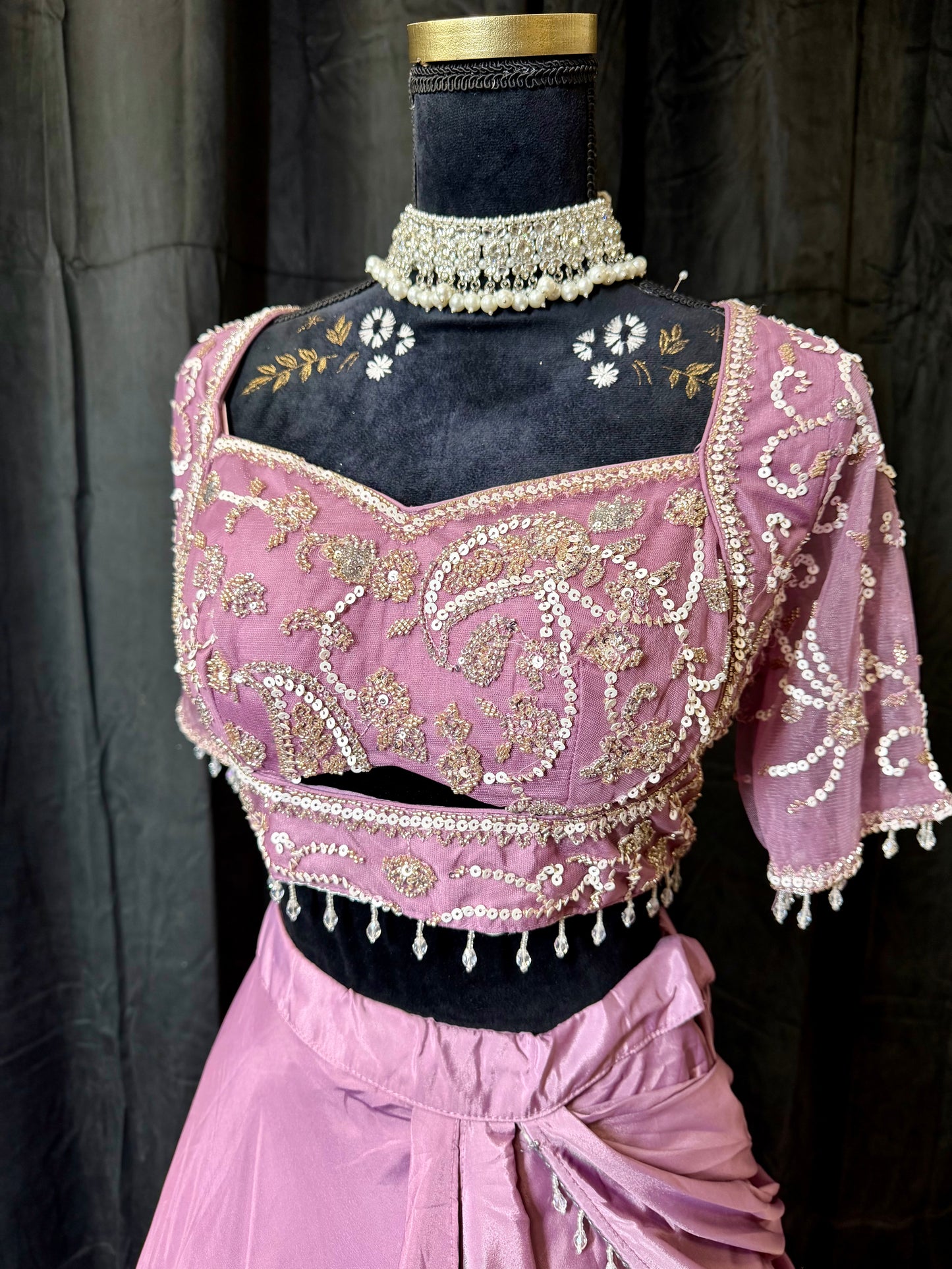 Pastel Lilac Drape Lehenga – Indiase Feestjurk