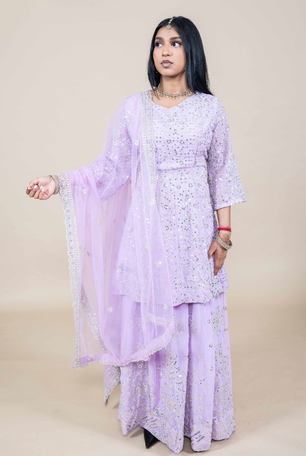 Lila lehenga Set met Dupatta – Elegante Indiase Feestoutfit