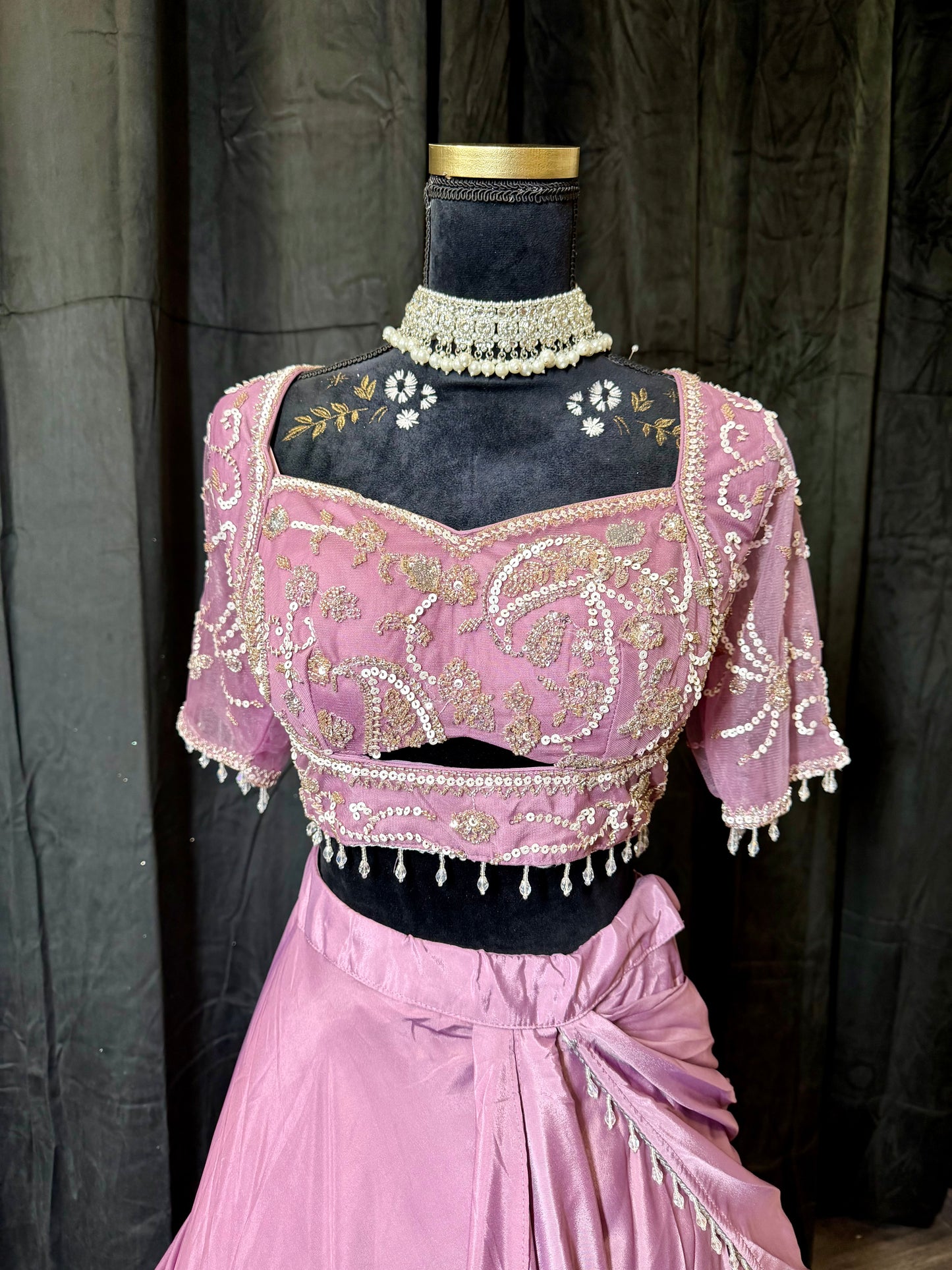 Pastel Lilac Drape Lehenga – Indiase Feestjurk