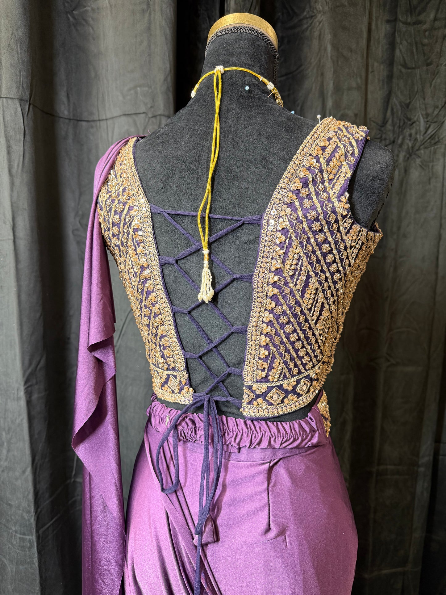 Drape Saree Gown – Deep Plum