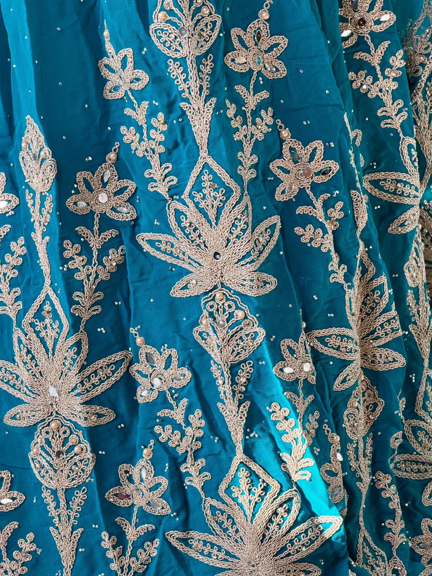 Turquoise Gold Corset Lehenga