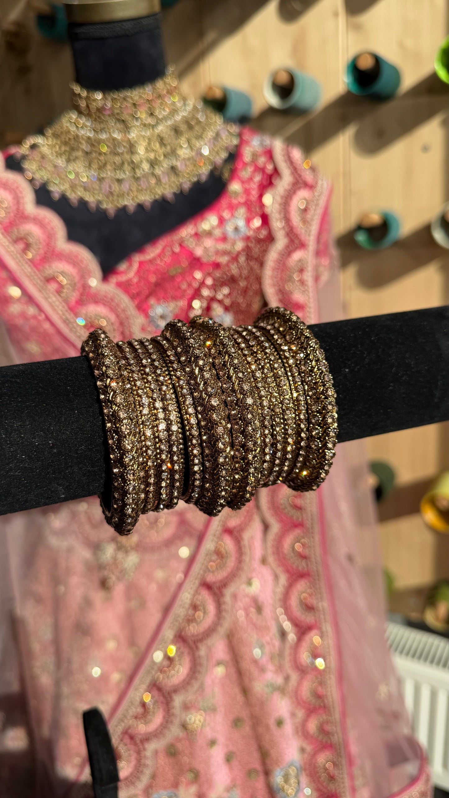 Crystal Bangle Set – Indiase Armbanden Set van 3 (Goud, Zilver of Mix)