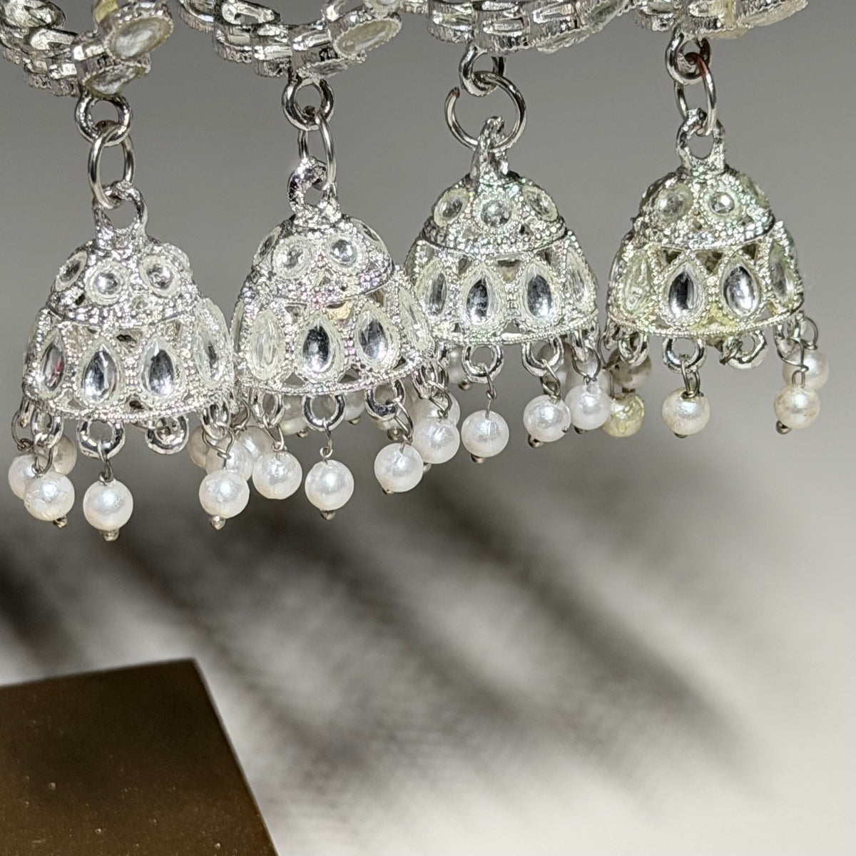 Noor Zilveren Jhumka Armband met Stenen & Parels