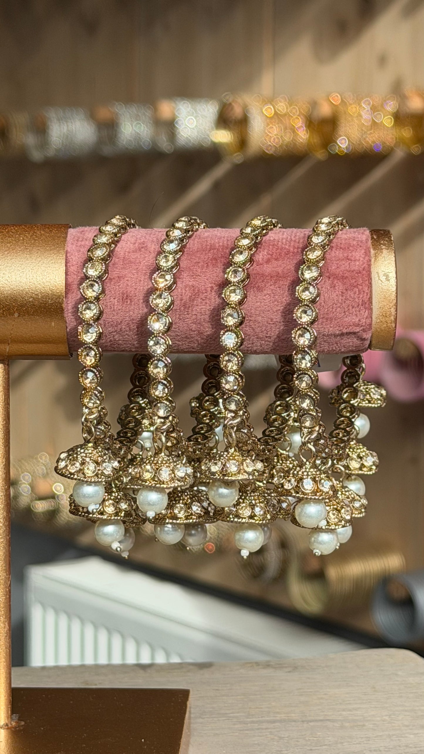 Indiase Jhumki Bangle Set met Kristallen – Armbanden Set (4 Stuks)