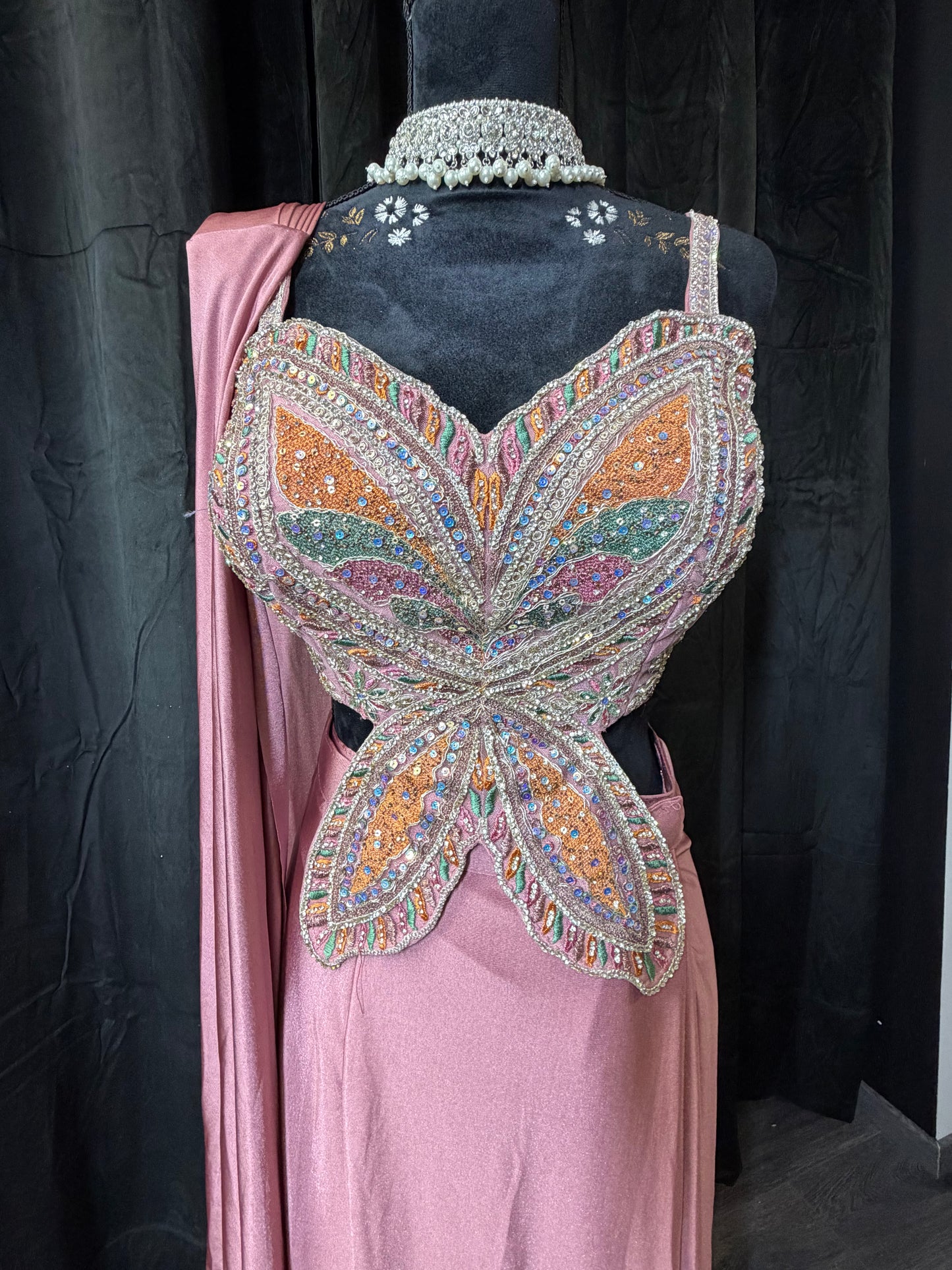 Pre-Stitched Saree Gown – Soft Pastels