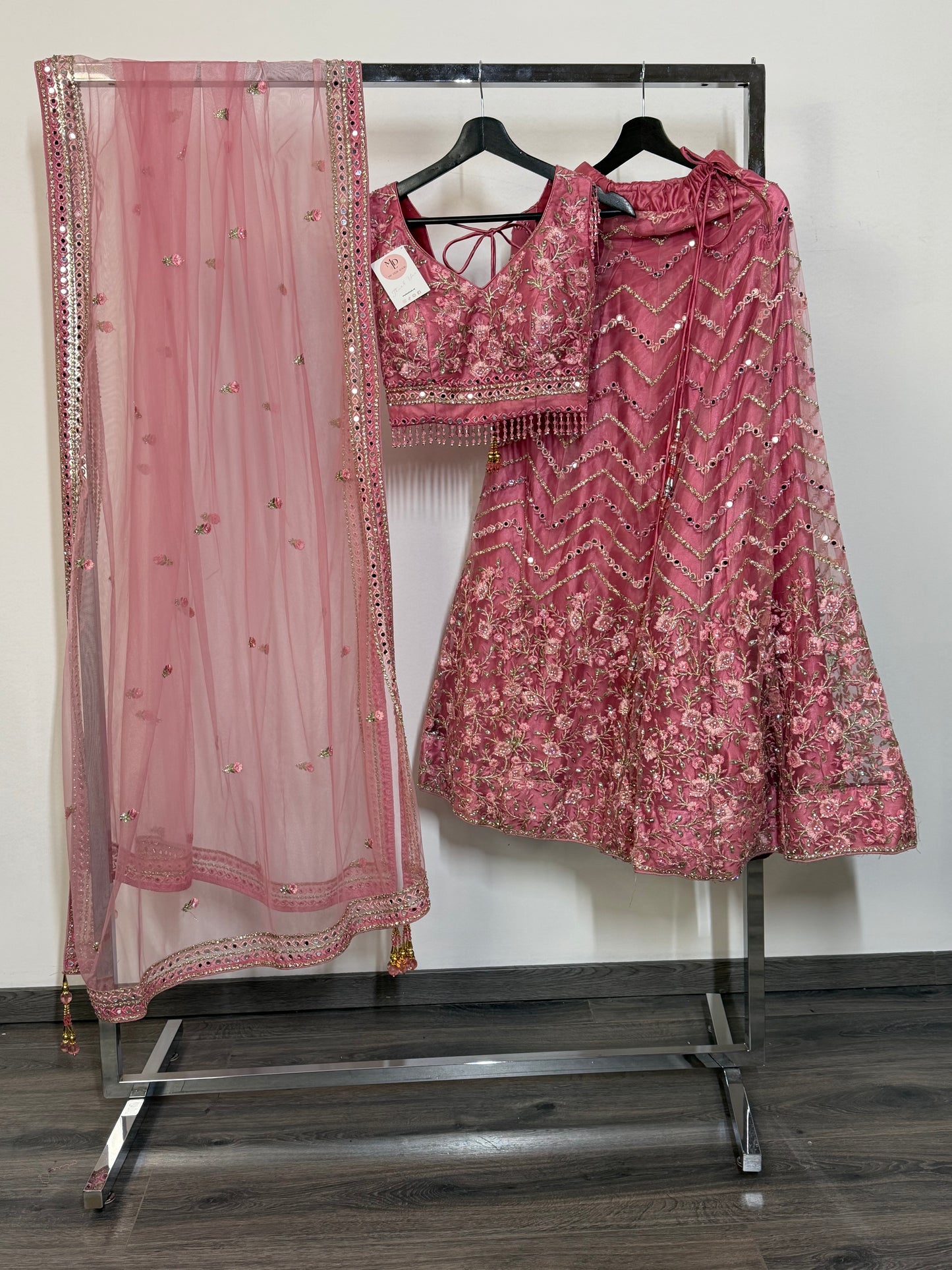 Rose Pink Sequins Lehenga – Modern & Speels