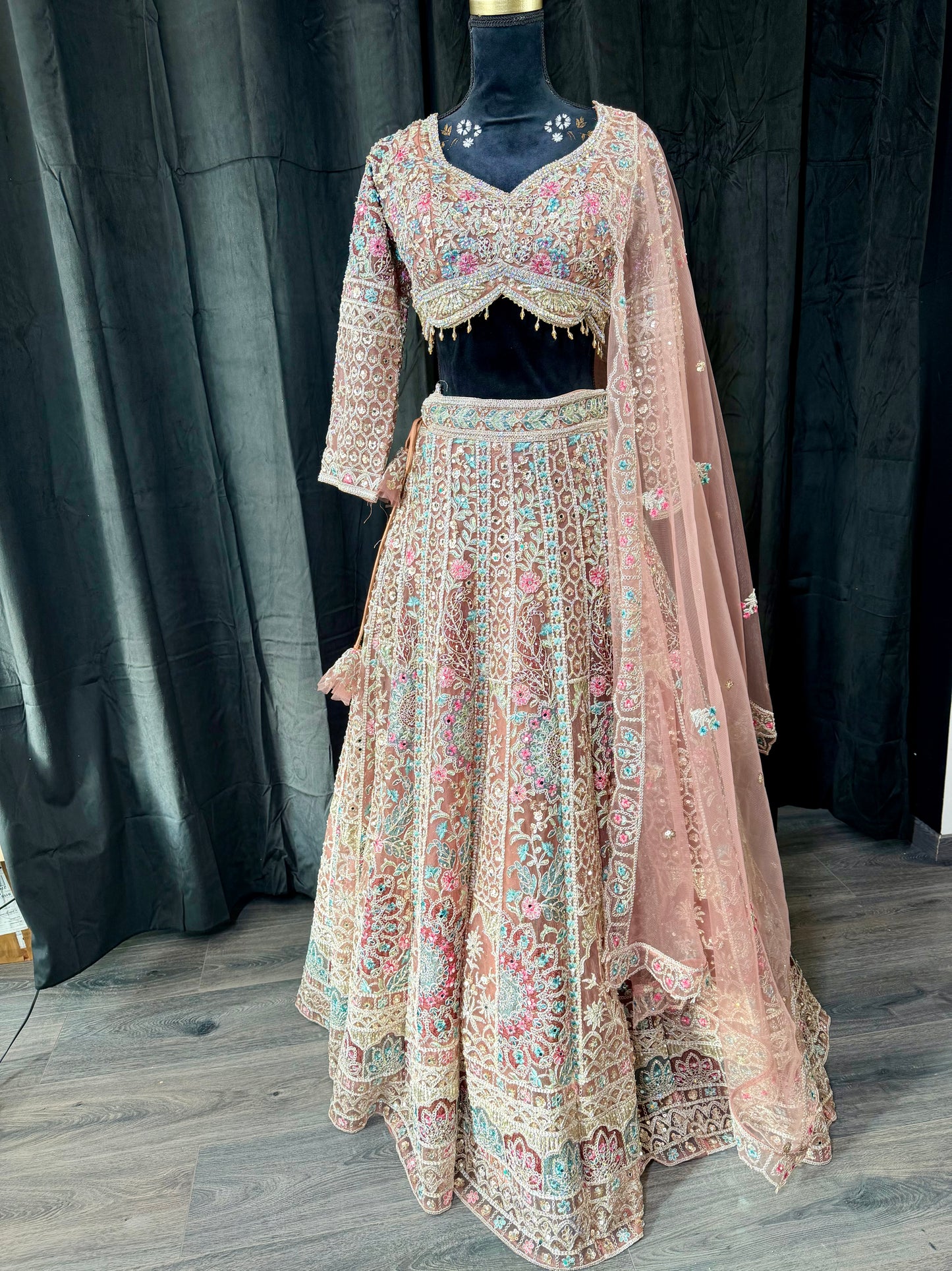 Blush Pink Hand-Embroidered Lehenga – Tailor Fit