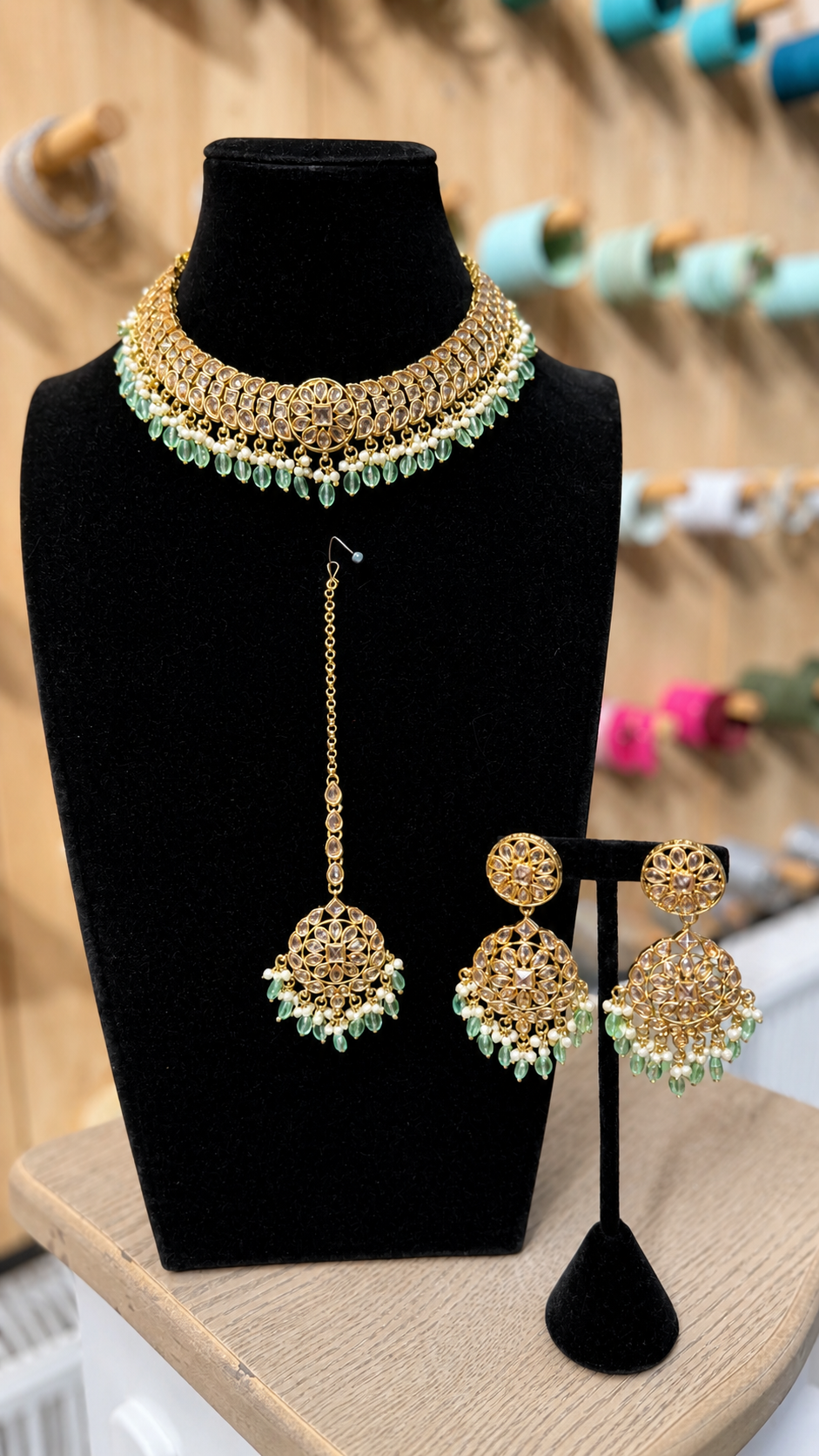 Groen Gouden Indiase Sieradenset – Luxe Wedding Jewelry
