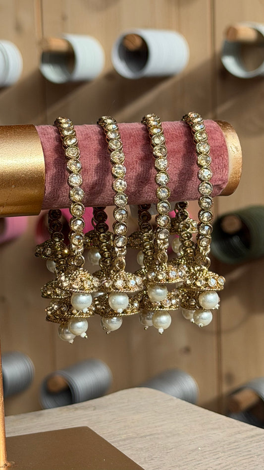 Indiase Jhumki Bangle Set met Kristallen – Armbanden Set (4 Stuks)