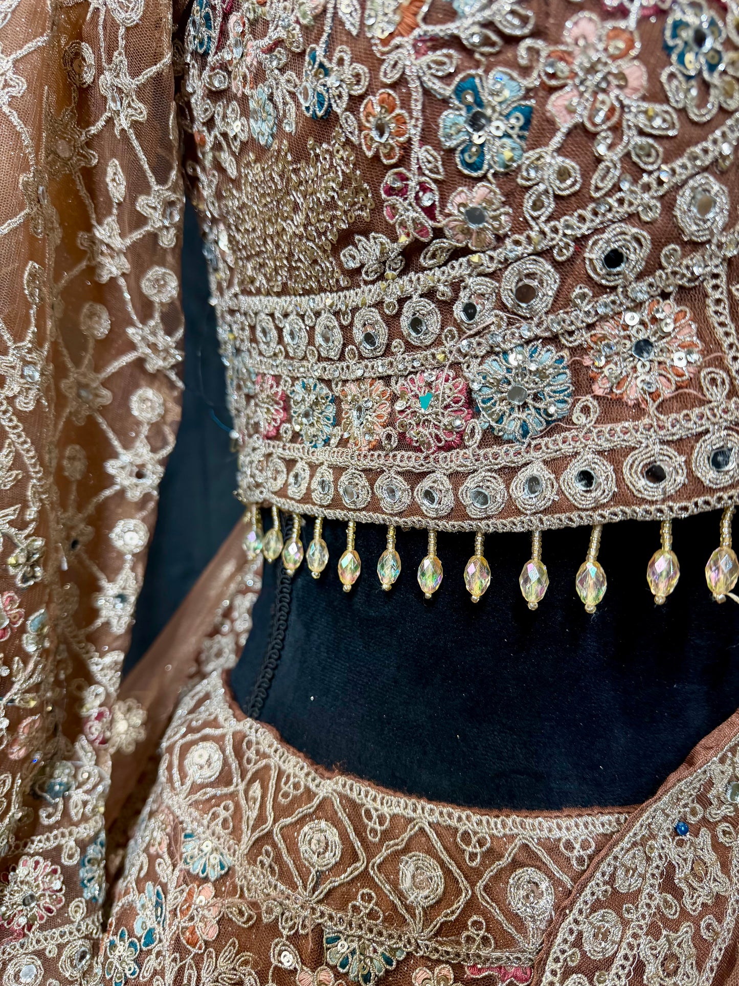 Mocha Rose Heavy Embroidered Lehenga