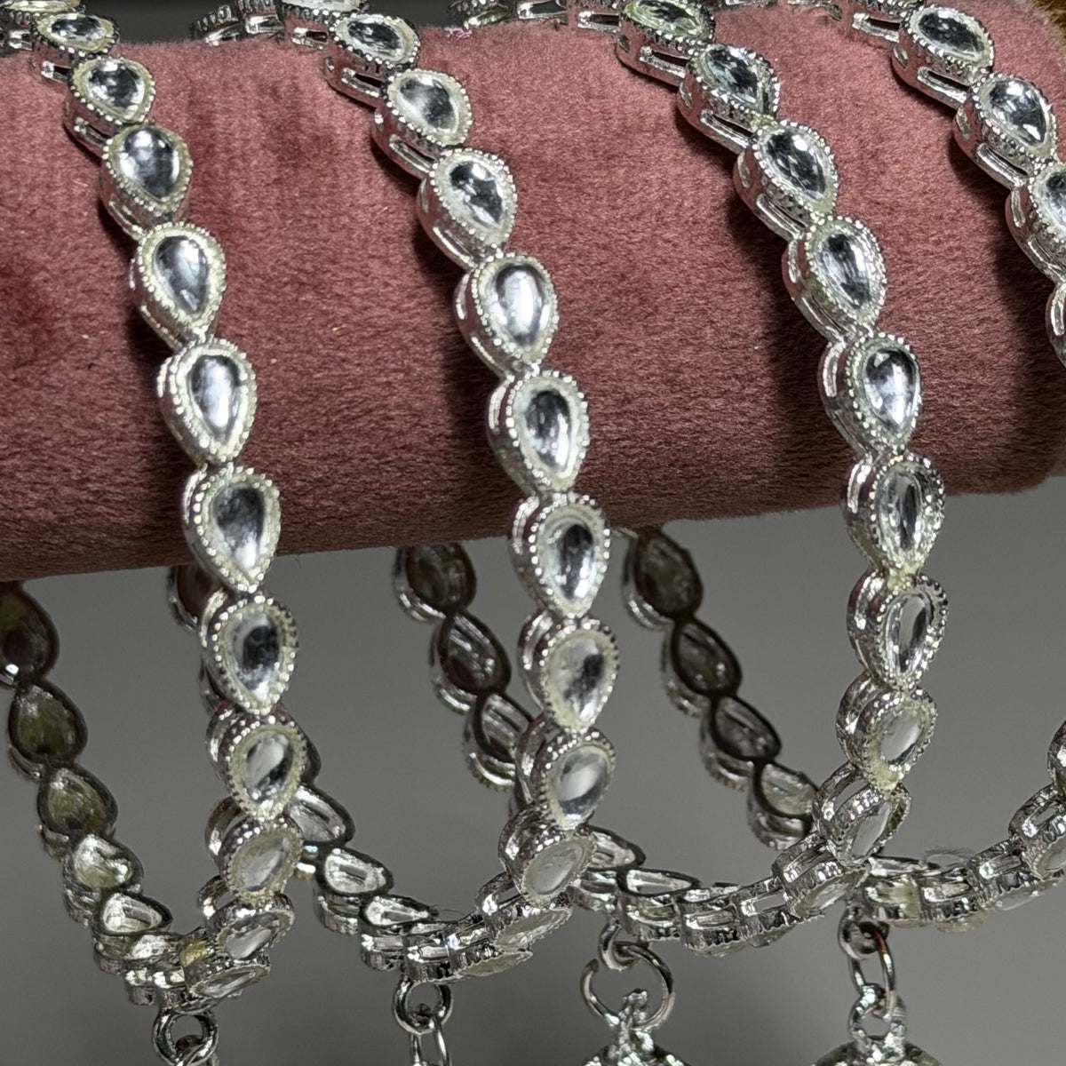 Noor Zilveren Jhumka Armband met Stenen & Parels