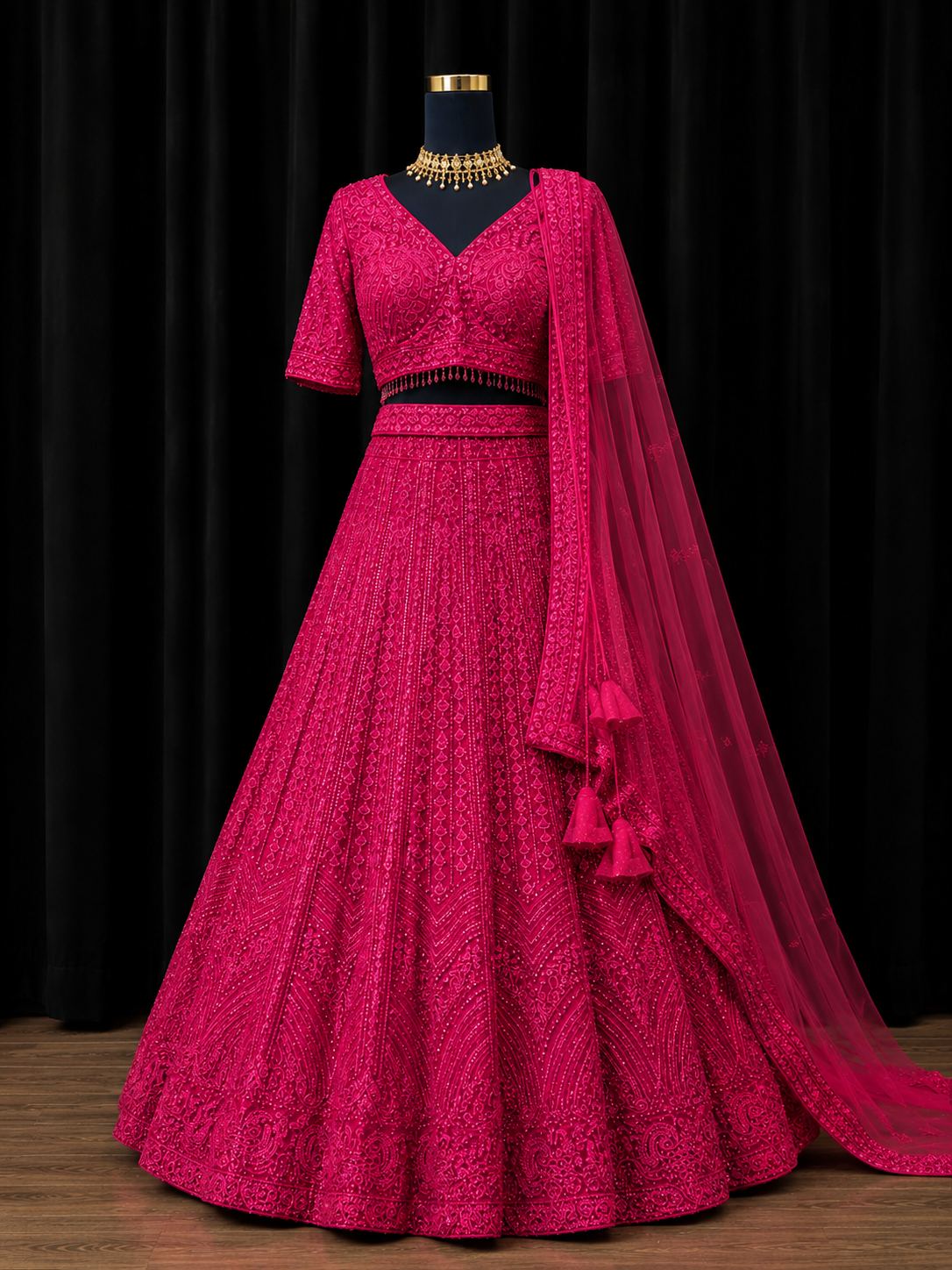 Fuchsia Pink Glam Party Wear Lehenga