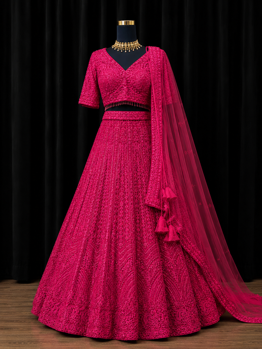 Fuchsia Pink Glam Party Wear Lehenga