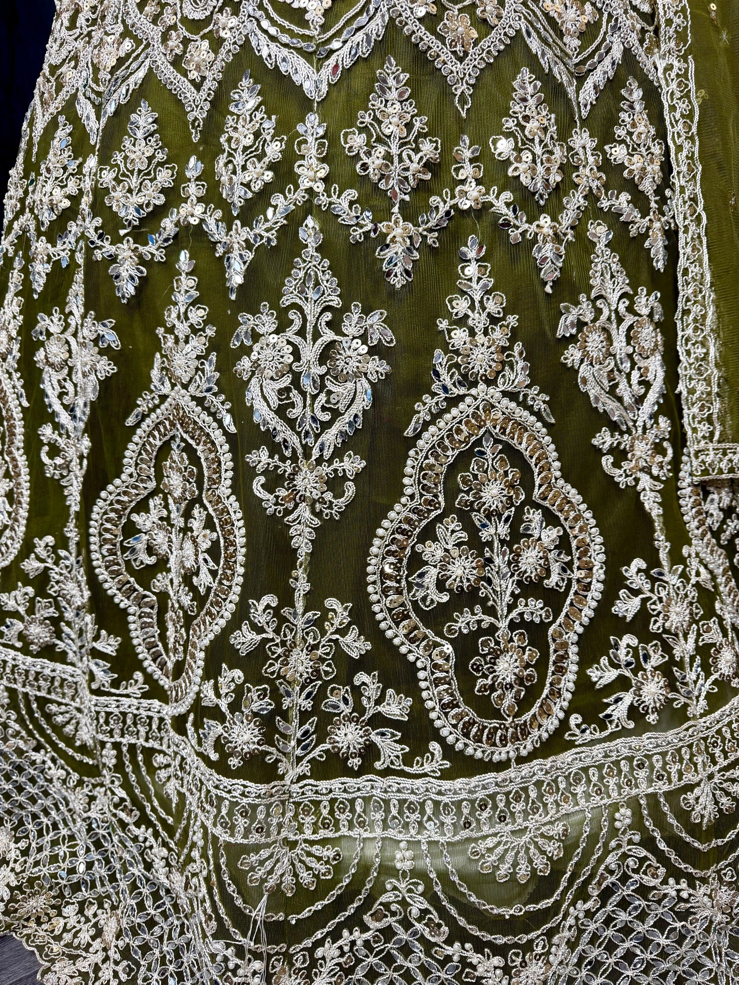 Groene Zari Lehenga