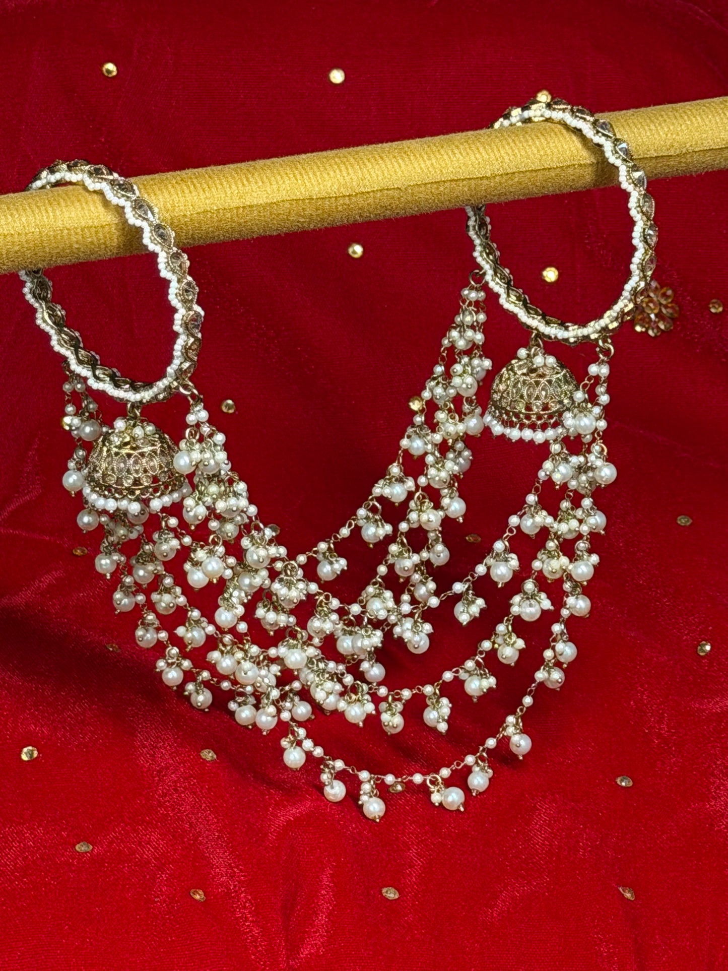 Traditioneel Sieraad met Parels & Kettingen – Luxe Haar- of Stylingaccessoire | 2 stuks