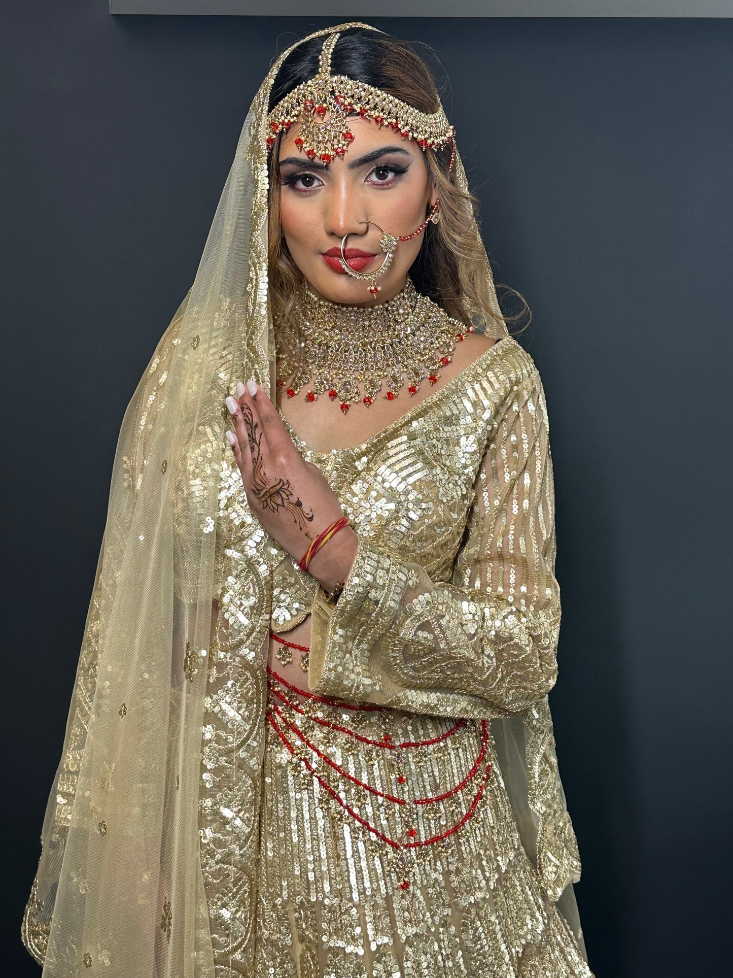 Turquoise blauwe lehenga met pailletten | Luxe Indiase feestjurk