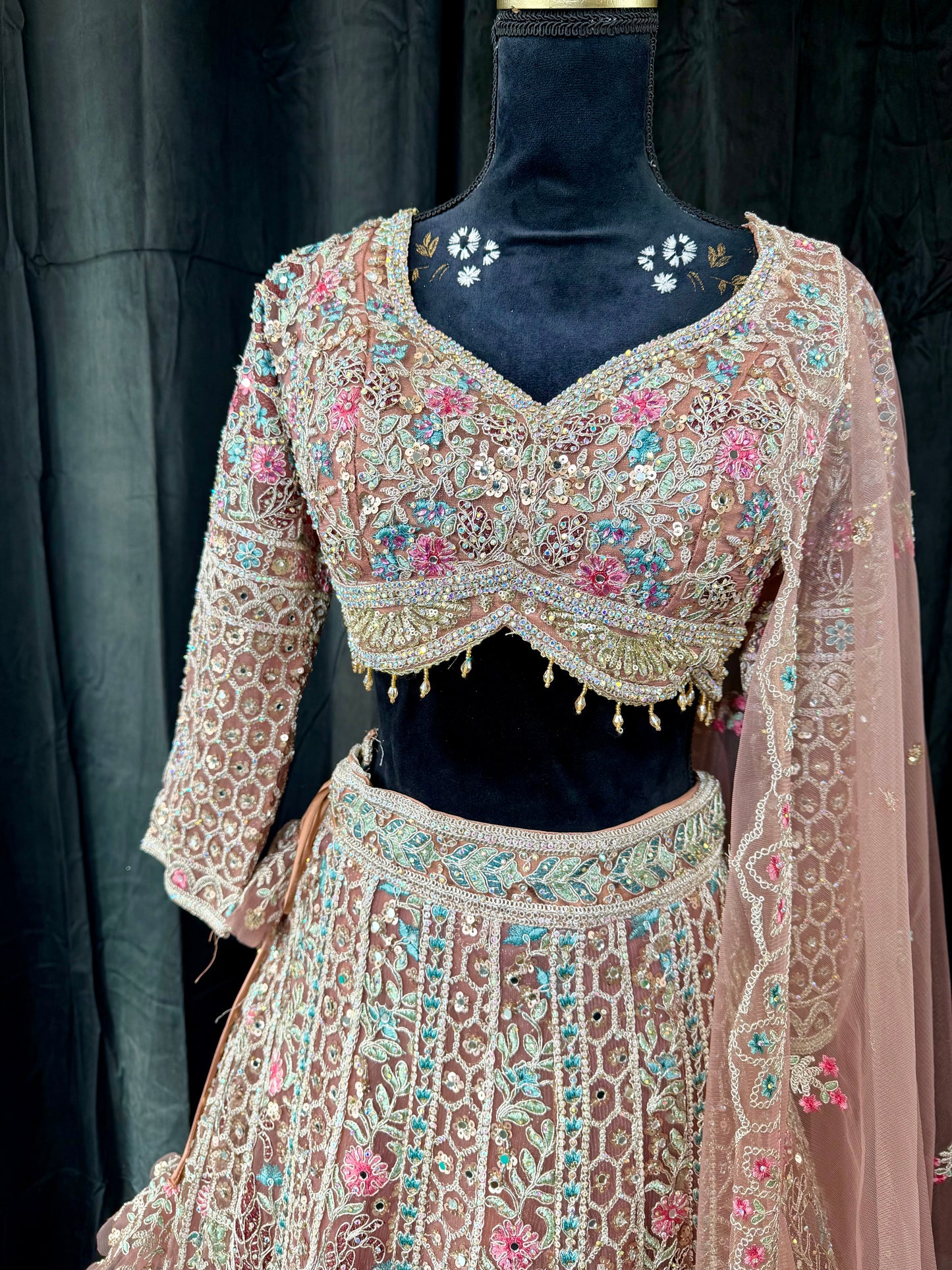 Blush Pink Hand-Embroidered Lehenga – Tailor Fit