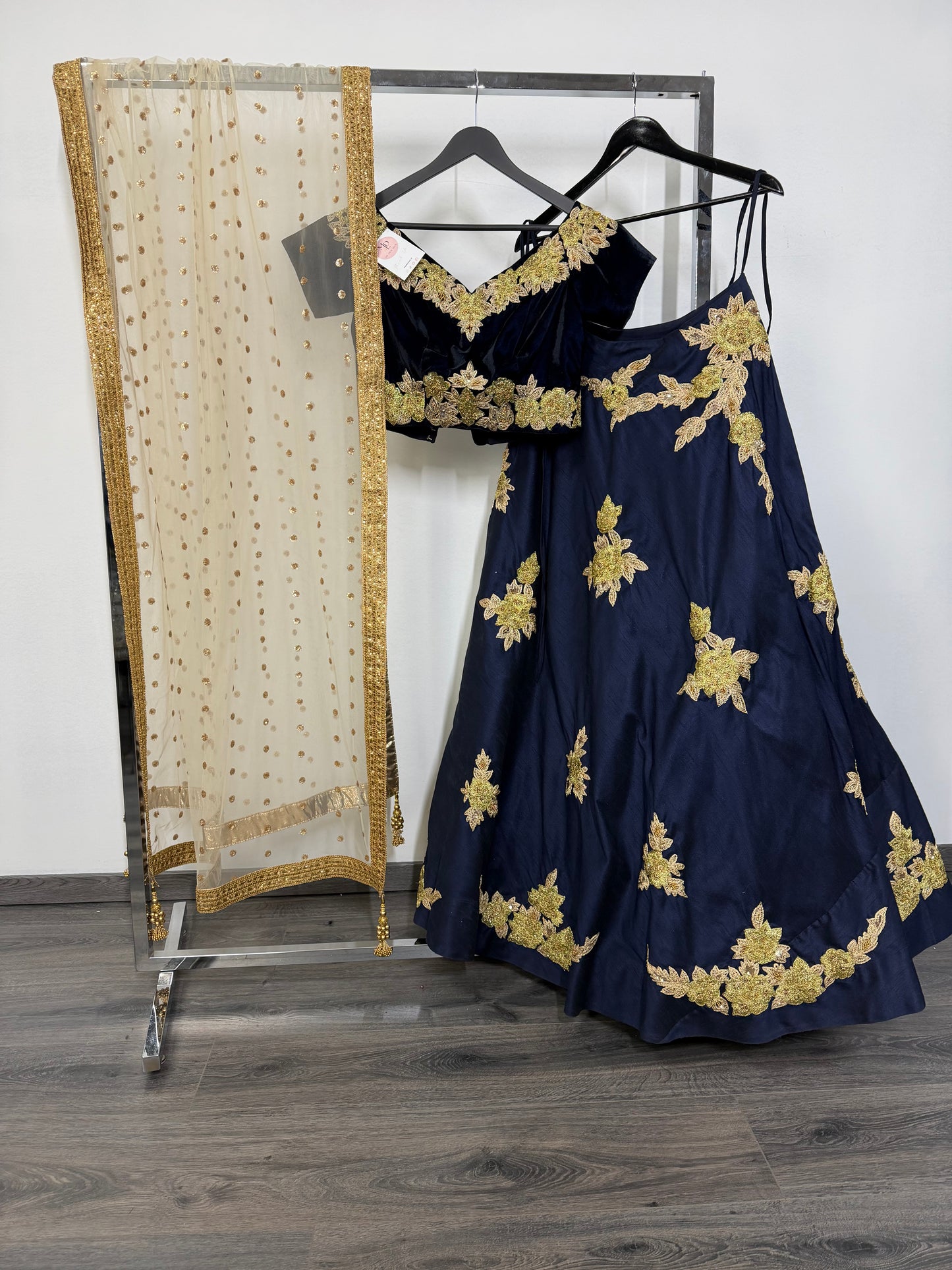Midnight Blue Lehenga – Navy & Gold Royal Look