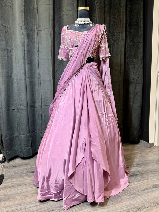 Pastel Lilac Drape Lehenga – Indiase Feestjurk
