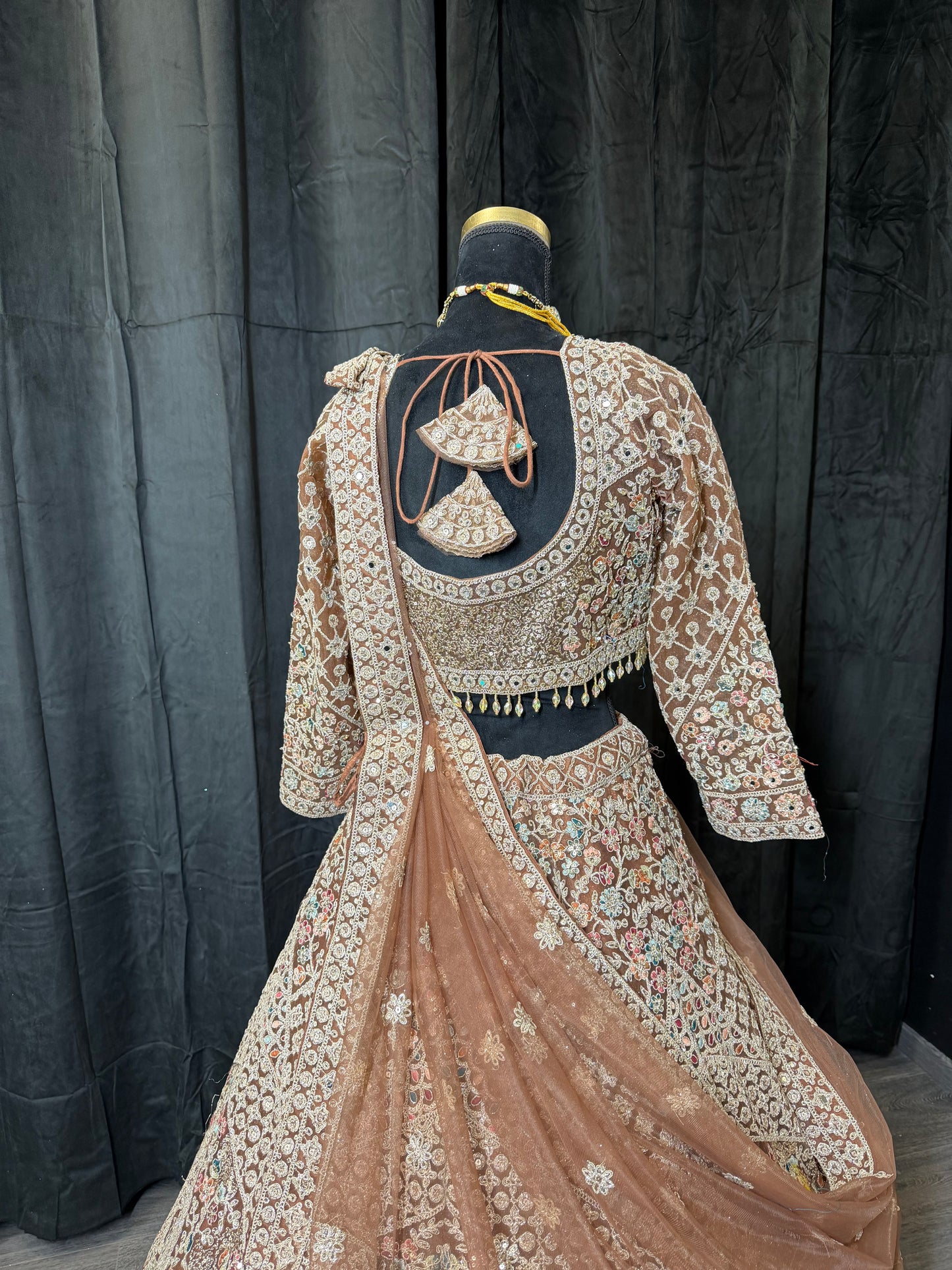 Mocha Rose Heavy Embroidered Lehenga