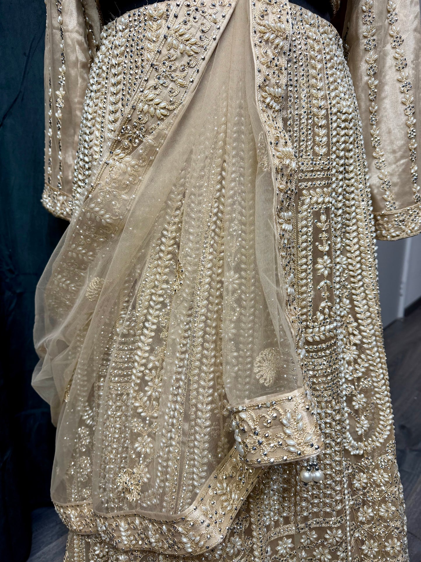 Luxury Lehenga Set plus size– Aqua & Champagne Indiase feestjurk