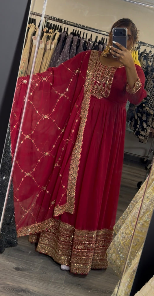 Timeless red anarkali- indian Dress