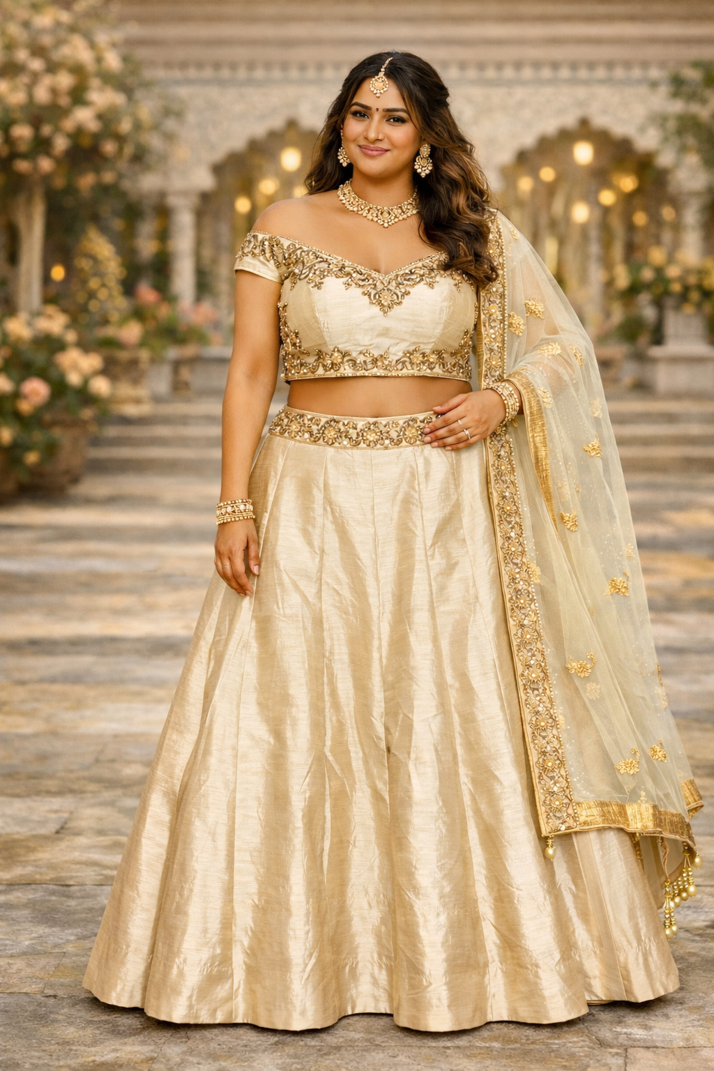 Champagne gouden lehenga set