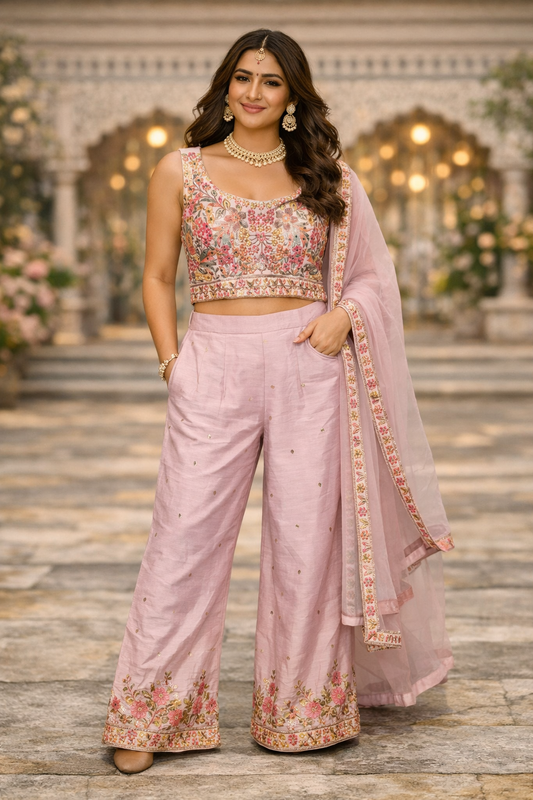 Lila broekpak palazzo pant suit