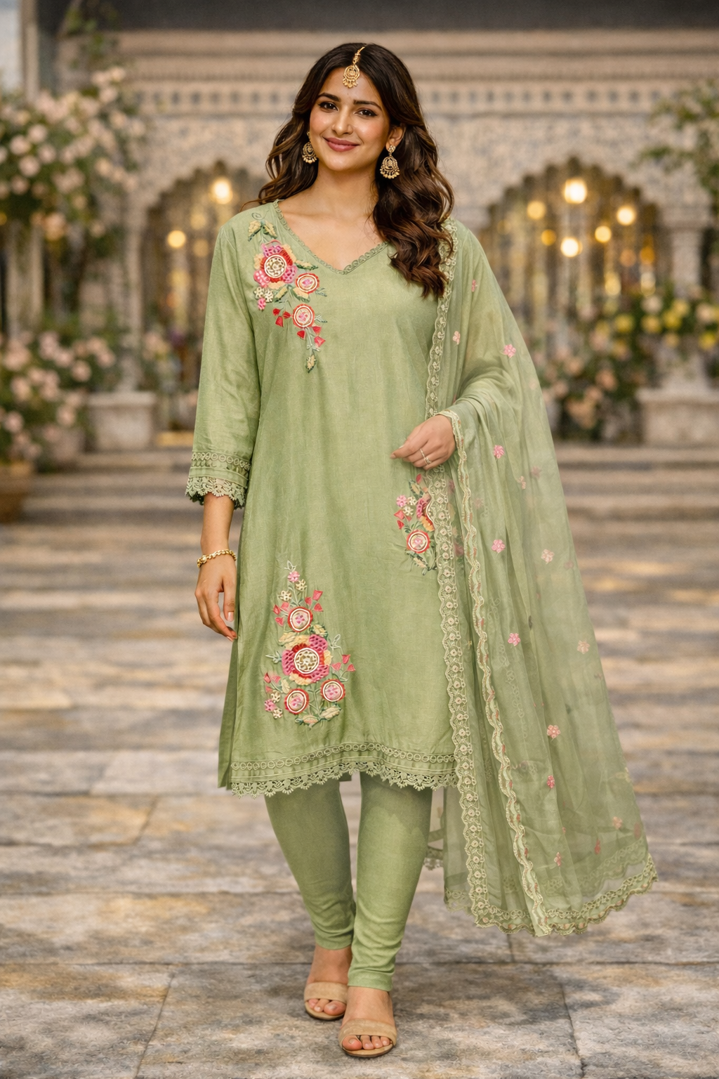 Groene kurti dames simpele broekpak