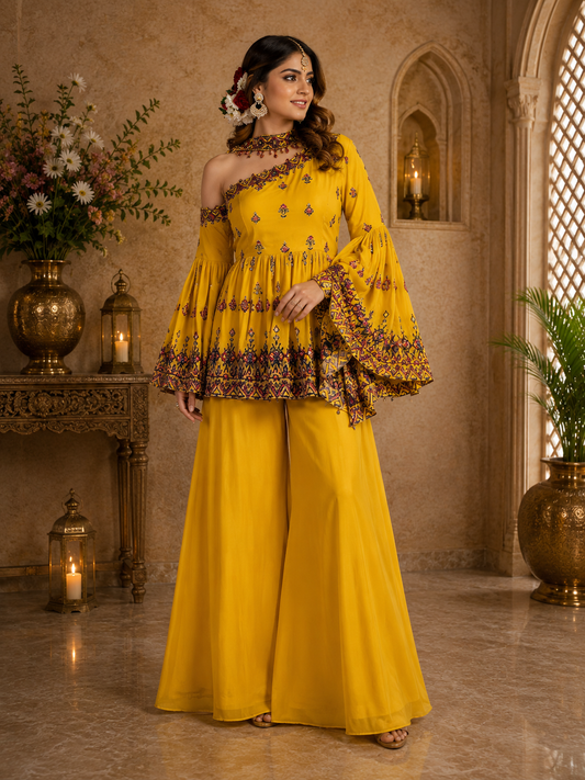 Mustard Yellow Indo Western Set