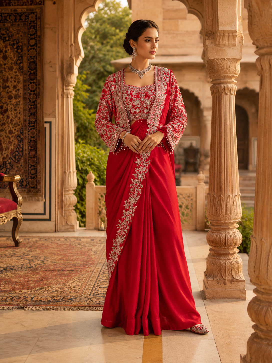 Ruby Red Designer Saree