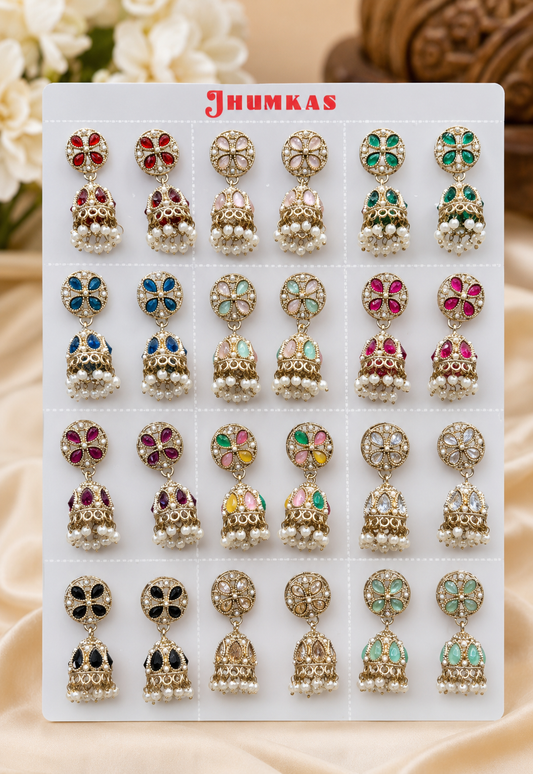 Jhumki Bundel – 12 Paar Luxe Indiase Jhumki Oorbellen