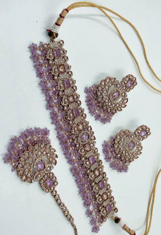 Luxe Indiase Kundan Kettingset met Oorbellen