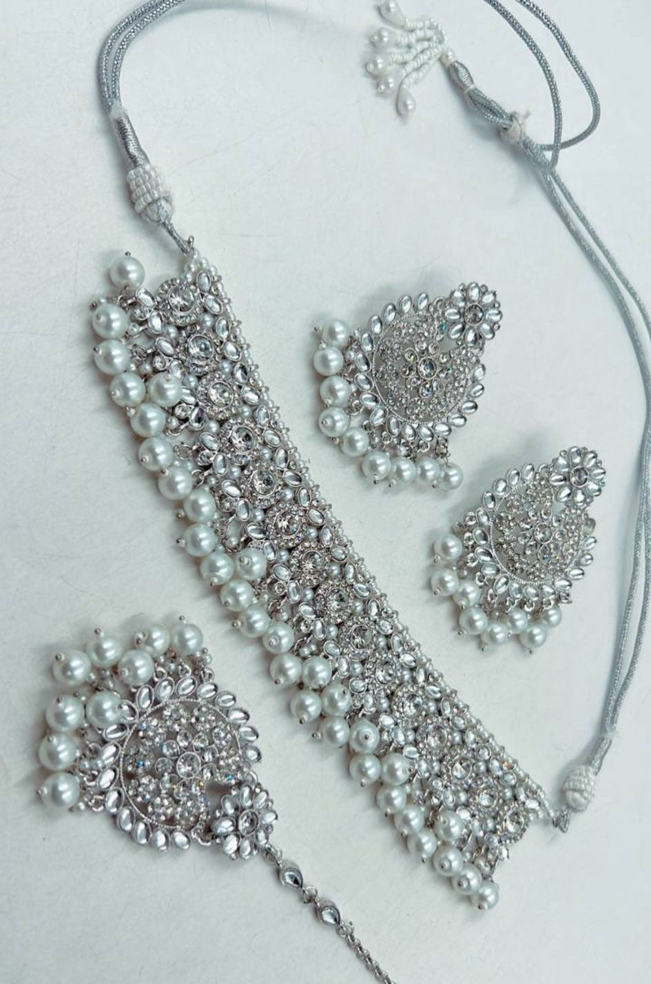 Zilverkleurige Kettingset met Kleurrijke Kralen