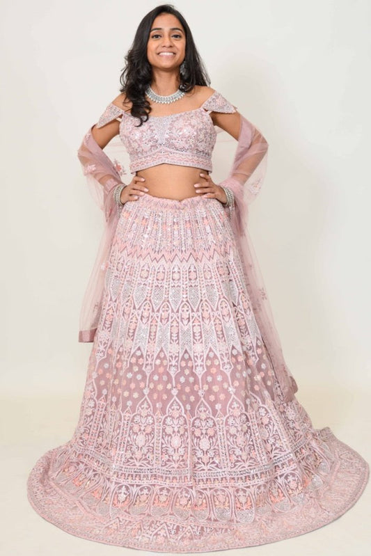 Roze flair lehenga