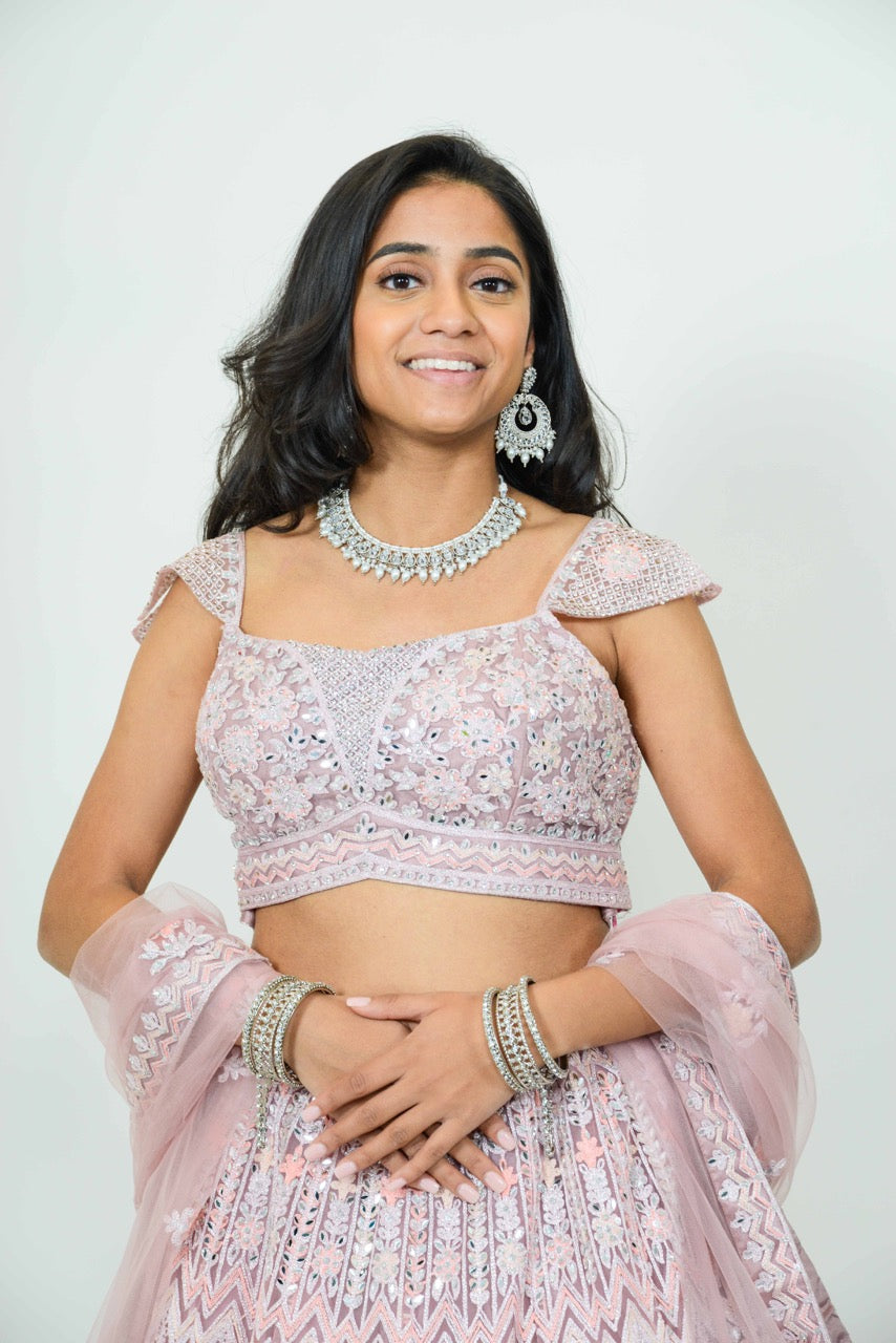 Roze flair lehenga
