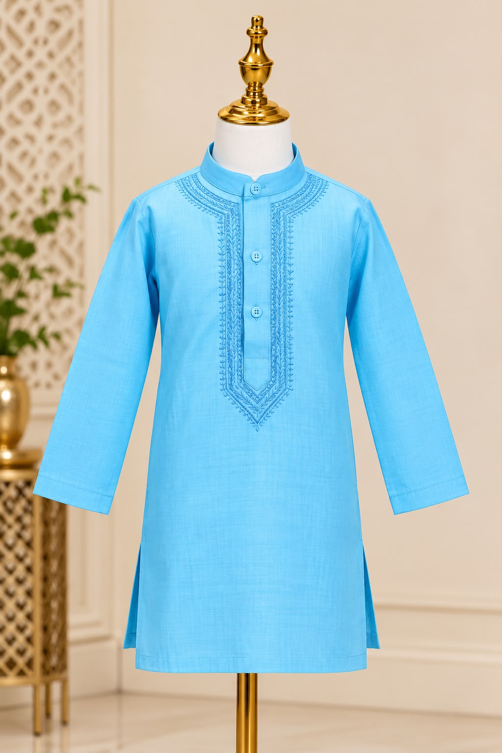 Sky Blue Embroidered Kurta Pajama for Boys