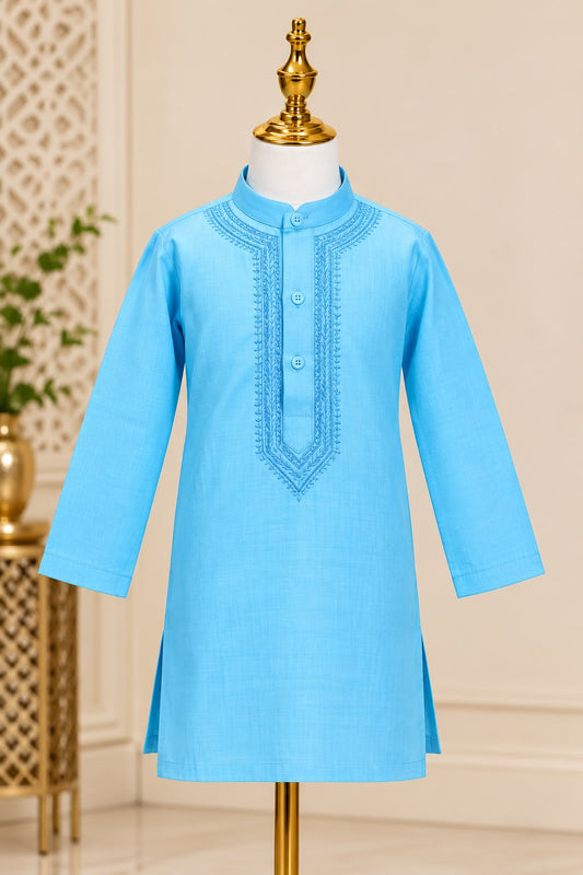 Sky Blue Embroidered Kurta Pajama for Boys